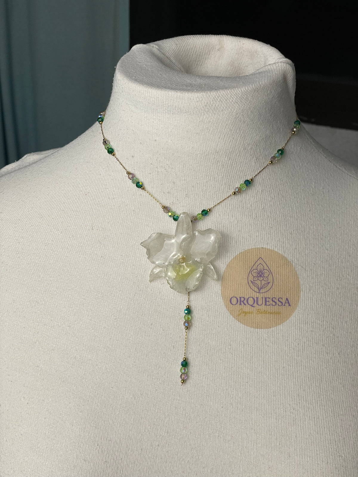 Colgante de orquídea dendrobium efecto cristal