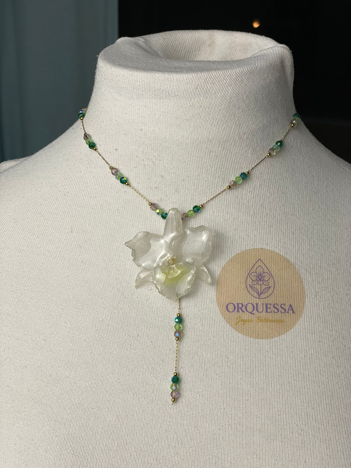 Colgante de orquídea dendrobium efecto cristal