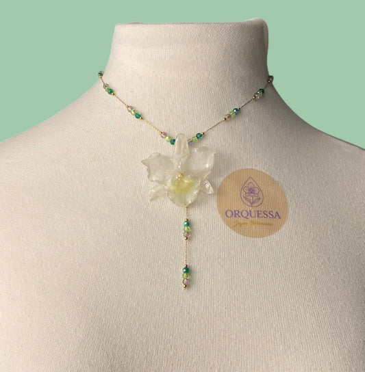 Colgante de orquídea dendrobium efecto cristal