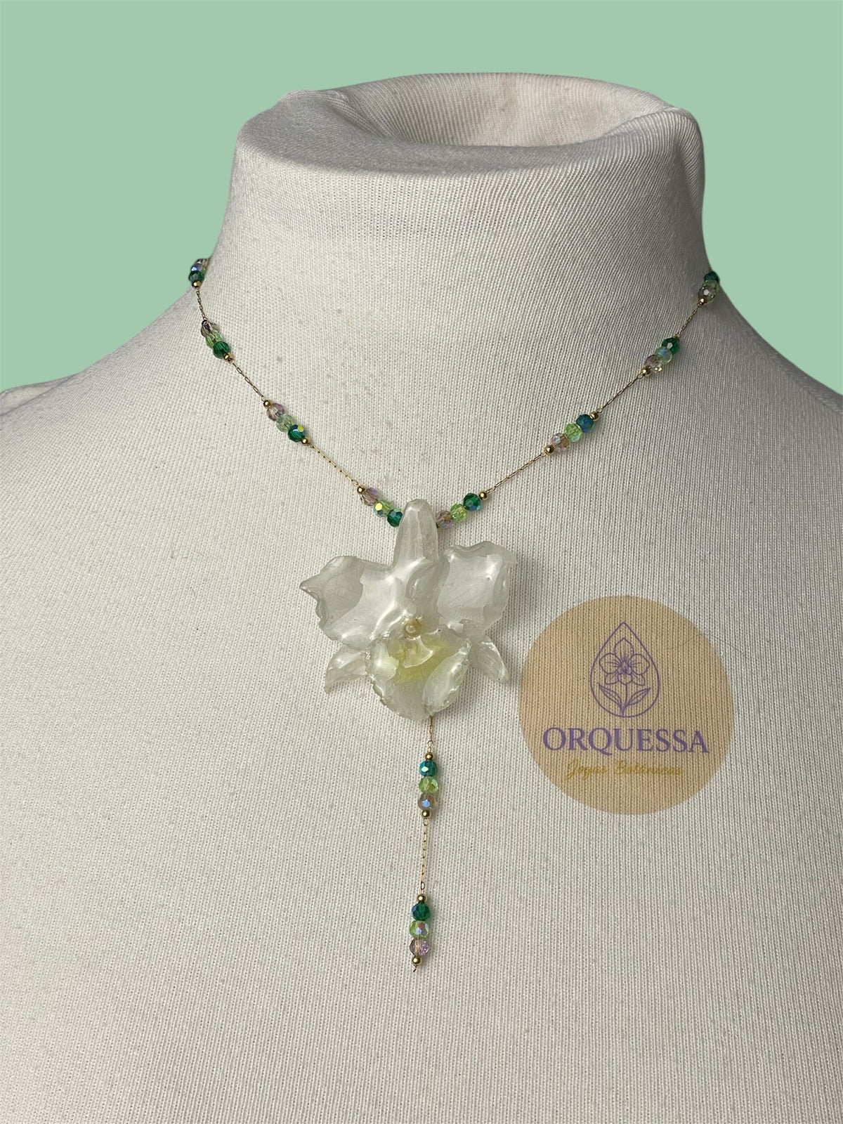 Colgante de orquídea dendrobium efecto cristal